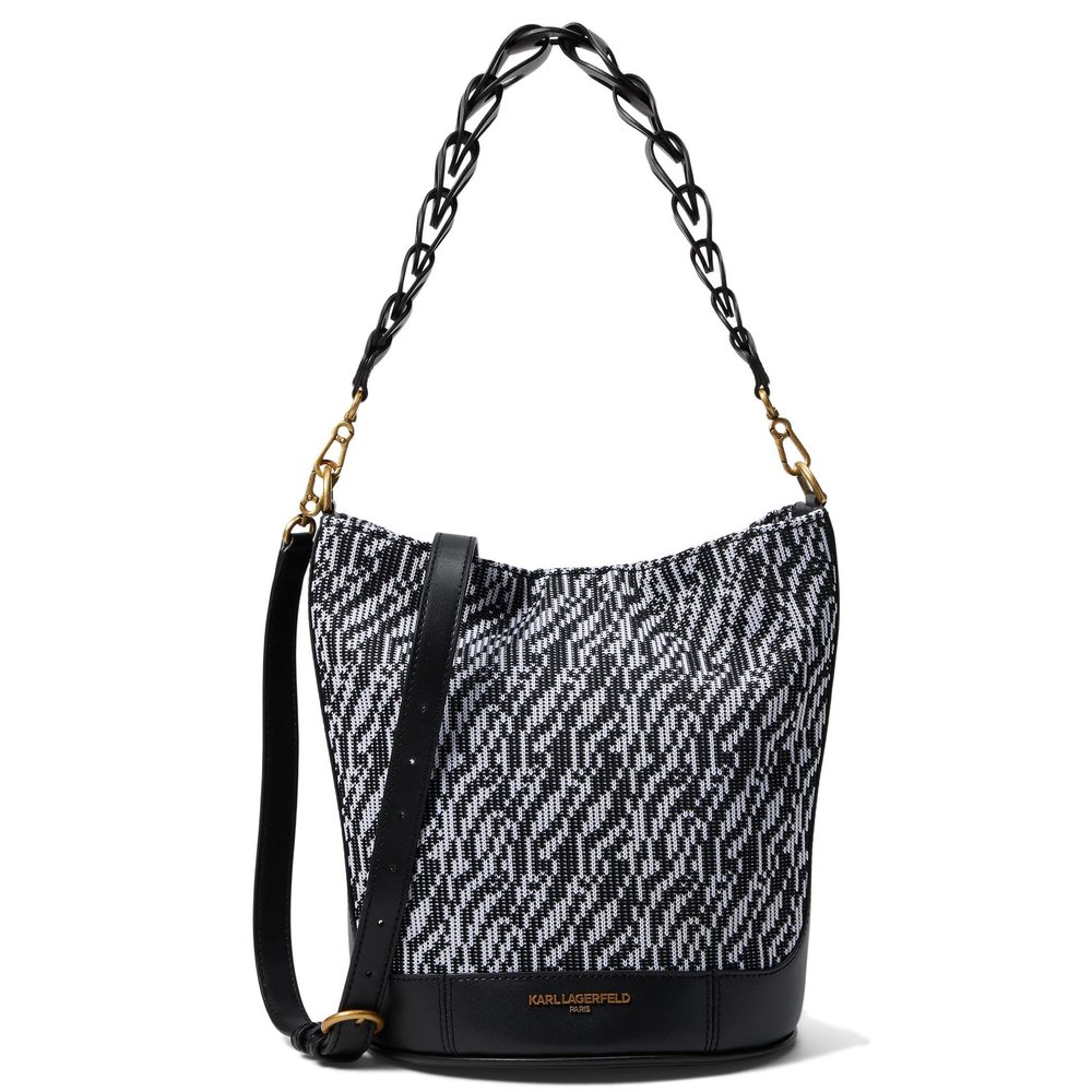 KARL LAGERFELD Paris Ciel Bucket Black Chevron One Size